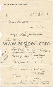 Prof. Dr. Muzaffer Şevki Yener Antetli Reçete Kadıköy Merkez Eczane Kaşeli