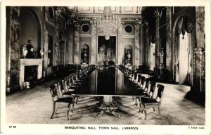 1950ler İngiltere Liverpool Baqueting Hall Town
Hall S/B Kartpostal