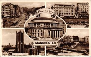 1950ler İngiltere Manchester Souvenir Parçalı 
S/B Kartpostal