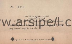 1965 Atatürk Erkek Lisesi Davetiye Ankara