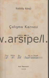 1966-67 Kadıköy Koleji Çalışma Karnesi Ortaokul