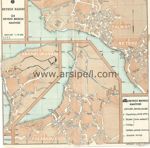 1934 İstanbul Şehir Rehberi - Beykoz Kazası: Merkez Nahiyesi