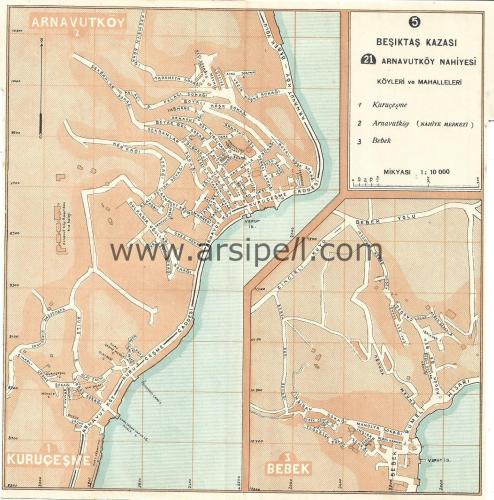 1934 İstanbul Şehir Rehberi - Beşiktaş Kazası: Arnavutköy Nahiyesi