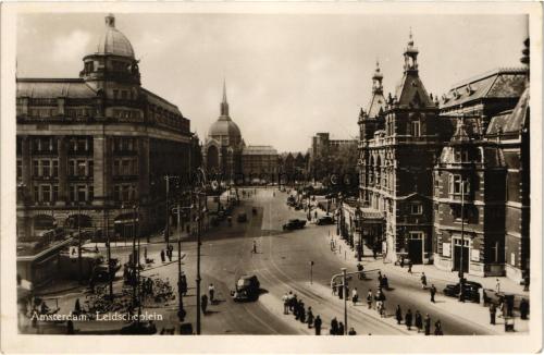 1950ler HOLLANDA Amsterdam Leidscheplein S/B Kartpostal