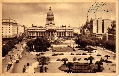 1950ler Arjantin Plaza del Kongrezo S/B Kartpostal