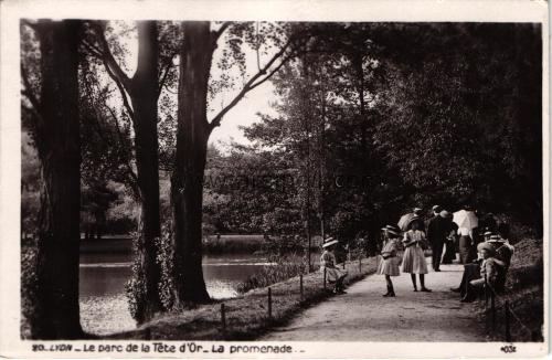1950ler Fransa le parc de la tête d'or park S/B Kartpostal