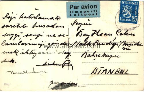 1950ler İsveç Stokcholm Kraliyet sarayı S/B kartpostal