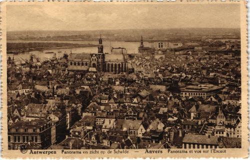1930lar Belçika Schelde anvers panaroma S/B kartpostal