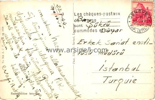 1950ler İsviçre genevre fıskiye S/B kartpostal