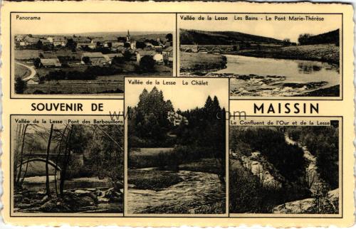 1950ler Belçika souvenir de maissin S/B kartpostal