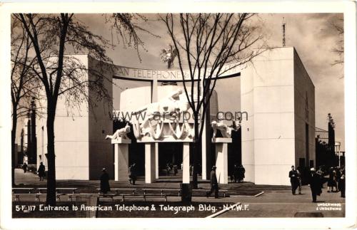 1950ler Amerika Telefon Telgraf Bina Girişi S/B Kartpostal
