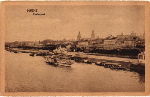 1950ler Almanya Mainz Rheinquai S/B Kartpostal