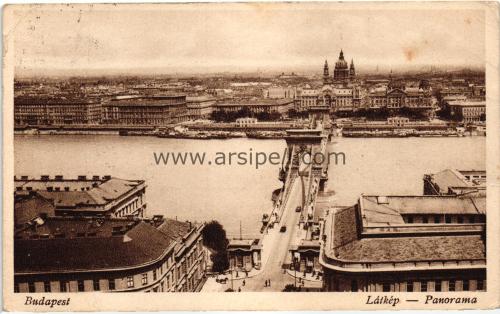 1930lar Macaristan Budapeşte Latkep Panorama S/B Kartpostal