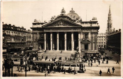 1950ler Belçika Brüksel Bruxelles Borsa Binası S/B Kartpostal