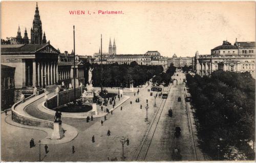 1950ler Avusturya Wien Viyana Parlamento Binası S/B Kartpostal