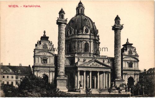 1950ler Avusturya Wien Viyana Karlskirche S/B Kartpostal