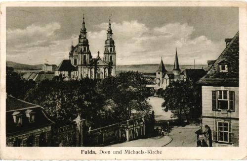 1950ler Almanya Fulda Dom und Michaels Kirche S/B Kartpostal