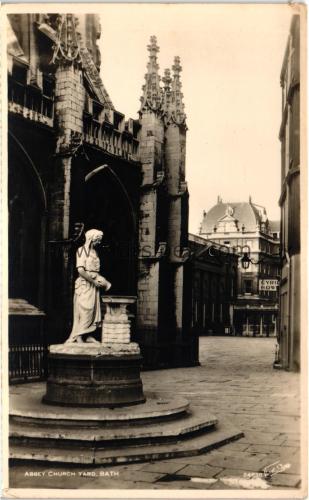 1950ler İngiltere Abbey Churchyard Bath S/B Kartpostal