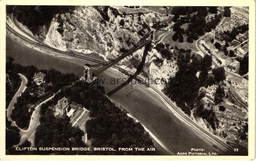 1950ler İngiltere Bristol Clifton Suspension Bridge S/B Kartpostal