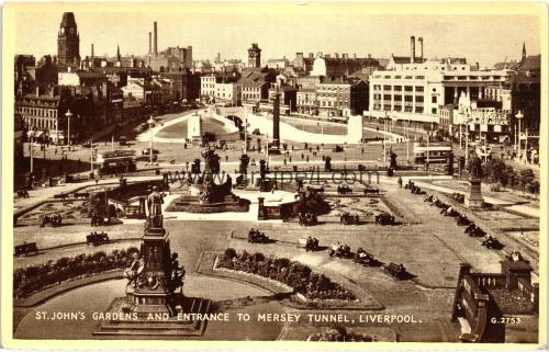1950ler İngiltere Liverpool St. John's garden S/B Kartpostal
