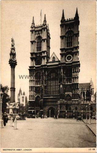 1950ler İngiltere London Westminster Abbey S/B Kartpostal