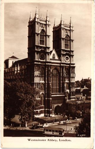 1950ler İngiltere London Westminster Abbey S/B Kartpostal