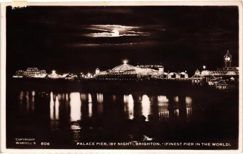 1950ler İngiltere Brighton Palace Pier Abbey S/B Kartpostal