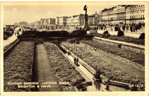1950ler İngiltere Brighton Hove Sunken Gardens S/B Kartpostal
