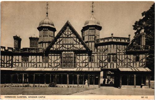1950ler İngiltere Horseshoe Cloisters Windsor Castle S/B Kartpostal