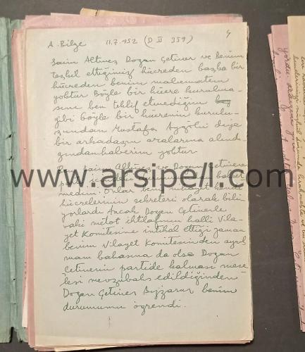 1954 İzmir Komünist Faaliyetleri Üzerine Tutuklananlar Hakkında Lot Dö