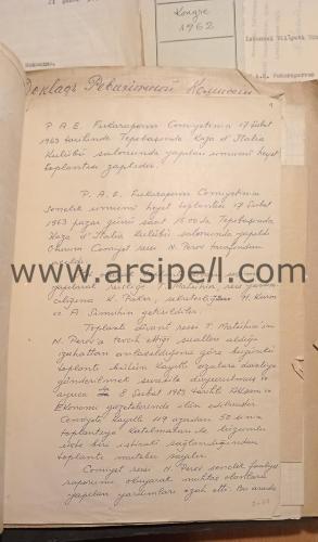 PAE Fukaraperver Cemiyeti 1955-64 yılları arası toplantı tutanakları