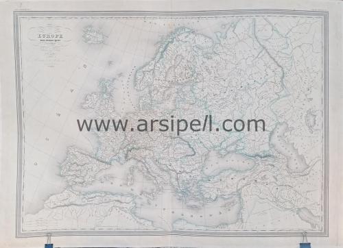 1860 Avrupa Harita Gravür / Europe Sous Charles-Quint ( XVI Siecle )