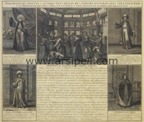 Müftü Emir İmam ve Rum Patriği ve Semazenler Gravür 1720