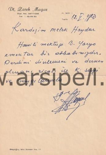 Dt. Zareh Magar Reçete İstanbul Beyoğlu