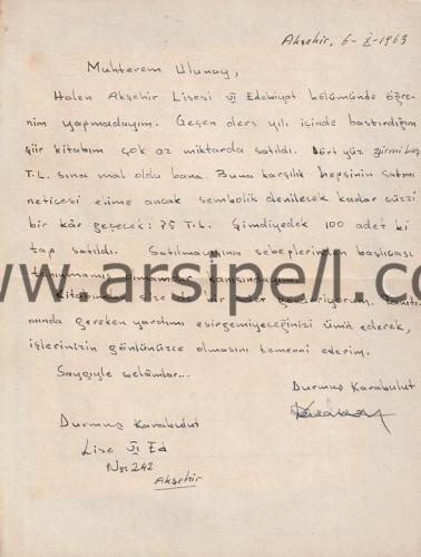Al-Yeşil Şiirler + Refi' Cevad Ulunay'a yazılmış mektubuyla