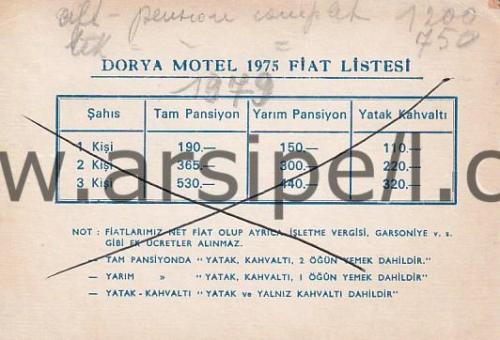Muğla Datça Dorya Motel İş Yeri Kartviziti