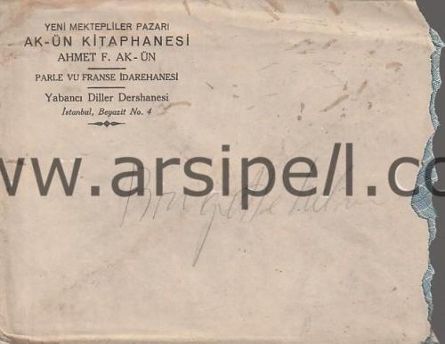 Yeni Mektepliler Pazarı Ak-Ün Kitaphanesi Antetli Zarf