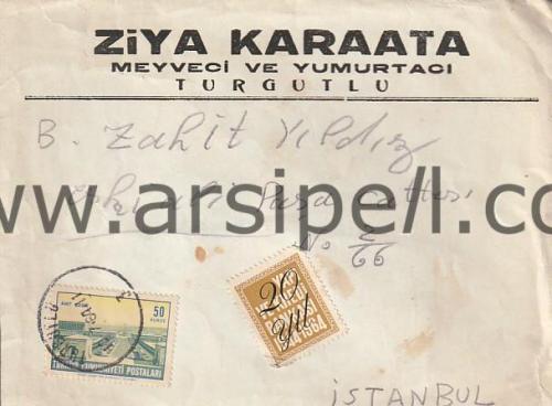 Manisa Turgutlu Ziya Karaata Antetli Zarf