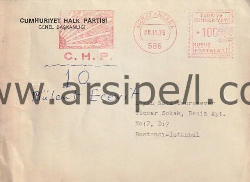 Cumhuriyet Halk Partisi Antetli / Kaşeli Zarf