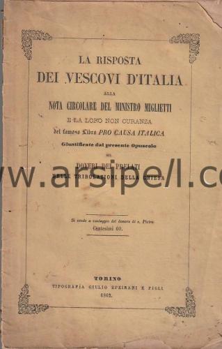 La Risposta Dei Vescovi D'italia alla nota circolare del ministro miglietti e la loro non curanza de famosa libra pro causa italica