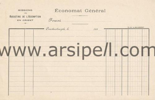 Missions Des Augustins De L'Assomption En Orient (Kadıköy - Moda) Antetli Boş Fatura