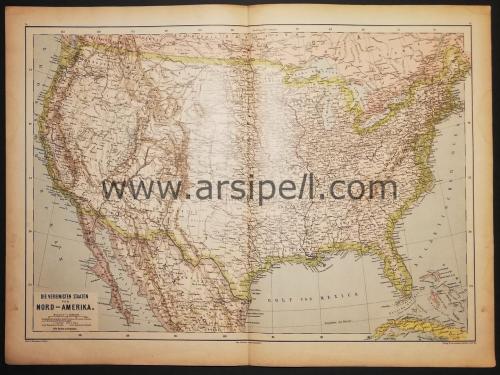 Die Vereinigten Staaten Von Nord-Amerika / U.S.A. Amerika Birleşik Devletler Haritası