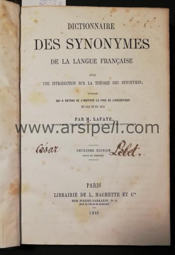 Fransızca - Eşanlamlılar Sözlüğü Dictionnaire Des Synonymes De La Lang