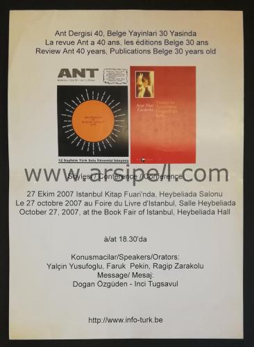 2007 Ant Dergisi ve Belge Yayınları Söyleşisi İstanbul Kitap Fuarı Afişi
