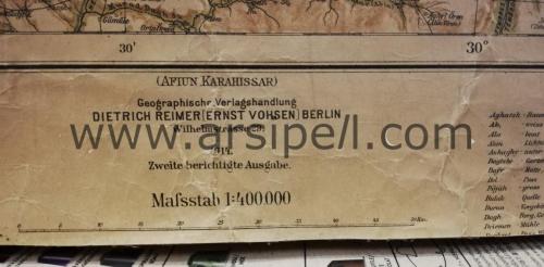 1914 RICHARD KIEPERT: Doğu Ege - Doğu Marmara Paftası İstanbul - Bursa