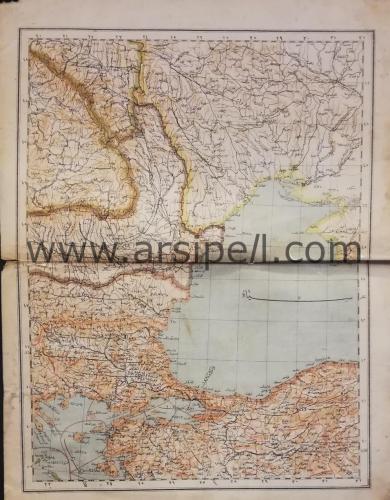 Osmanlıca Balkan Karadeniz Türkiye Fiziki Harita