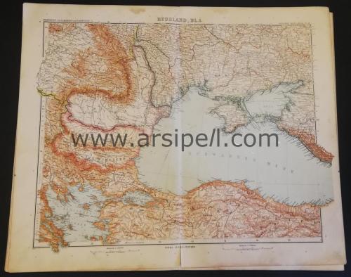 Rusya Karedeniz Türkiye Renkli Harita / Russland Black Sea Map