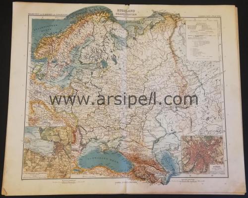 Rusya ve İskandinavya Renkli Harita / Russia Scandinavia Map