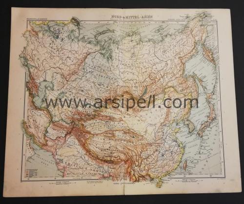 Almanca Asya Rusya Sibirya Afganisitan Türkmenistan Moğolistan Çin Tibet Hindistan Haritası