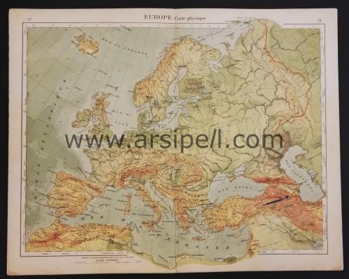 Fiziki Avrupa Balkanlar Türkiye Italya Rusya İngiltere Irlanda Haritası